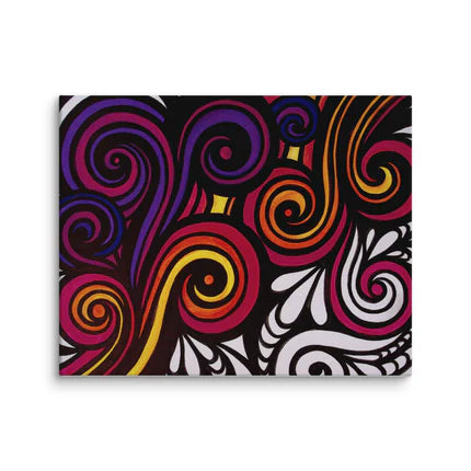 Color swirls with black and white (Canvas)